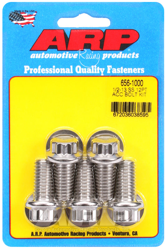 1/2-13 X 1.000 SS 12PT 5PK