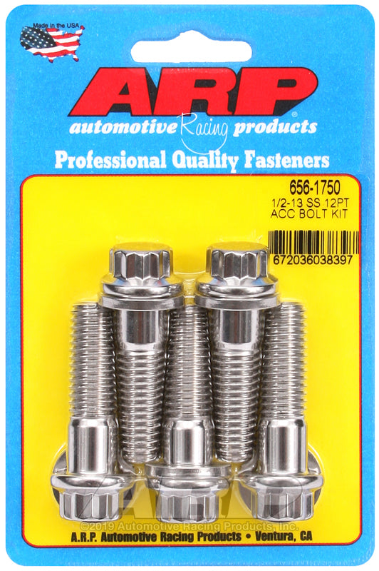 1/2-13 X 1.750 SS 12PT 5PK