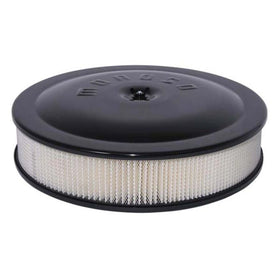 Moroso Racing Air Cleaner - 14in x 3in Filter - Aluminum - Black Powder Coat