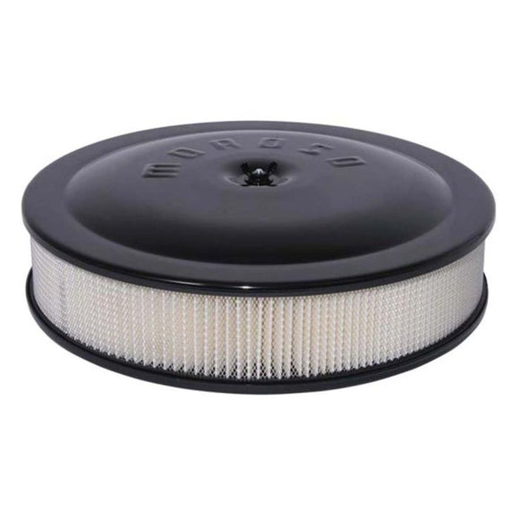Moroso Racing Air Cleaner - 14in x 3in Filter - Aluminum - Black Powder Coat