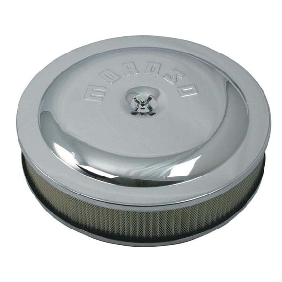 Moroso Racing Air Cleaner - 14in x 3in Filter - Steel - Chrome Plated
