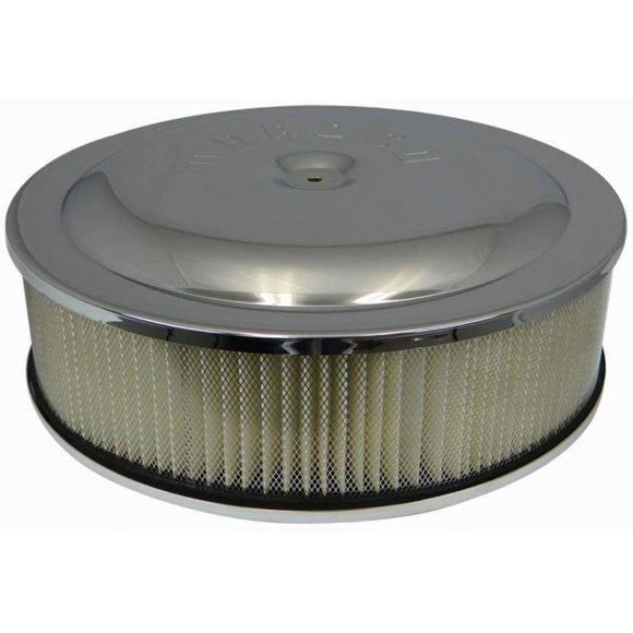 Moroso Racing Air Cleaner - 16in x 4in Filter - Offset - Raised Bottom - Clear Powder Coat