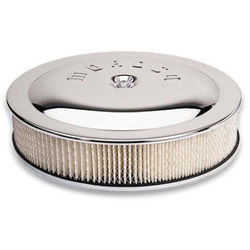 Moroso Racing Air Cleaner - 14in x 3in Filter - Flat Bottom - Steel - Chrome Plated - 4500