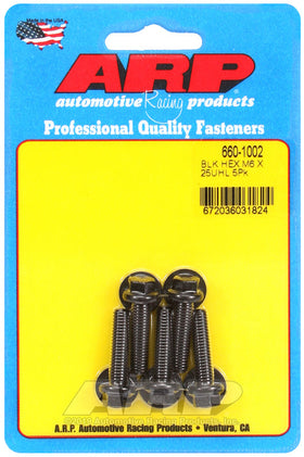 ARP M6 x 1.00 x 25 Black Oxide Hex Bolts (5/pkg)