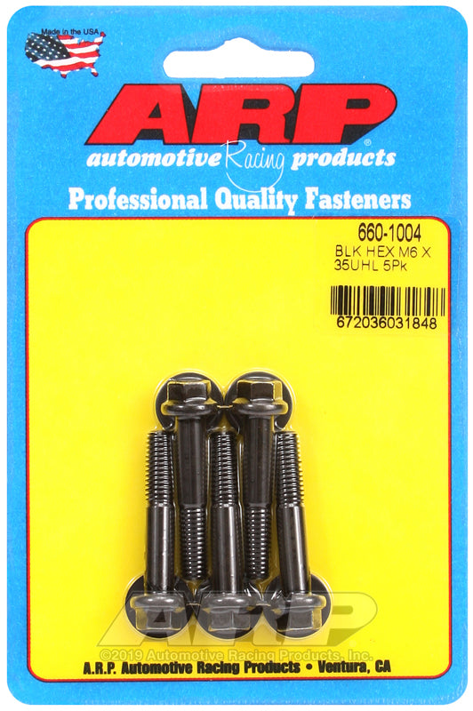 ARP M6 x 1.00 x 35 Hex Black Oxide Hex Bolts (5/pkg)