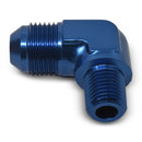 Russell Performance -6 AN to 3/8in NPT 90 Degree Flare to Pipe Adapter (Blue)-1