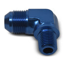 Russell Performance -8 AN to 1/4in NPT 90 Degree Flare to Pipe Adapter (Blue)-1