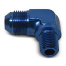 Russell Performance -10 AN to 1/2in NPT 90 Degree Flare to Pipe Adapter (Blue)-1