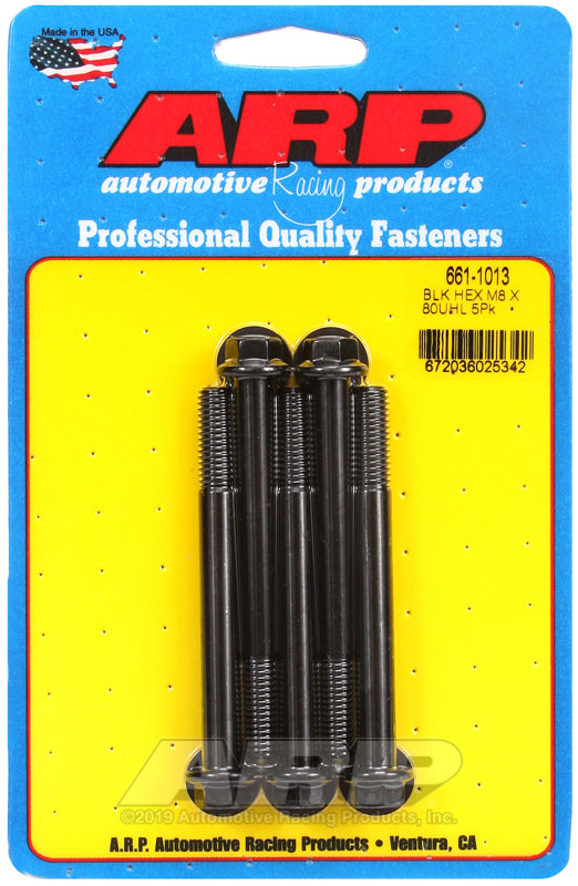 M8 X 1.25 X 80 BLK HEX 5PK
