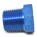 Russell Performance 1/4in Male to 1/8in Female Pipe Bushing Reducer (Blue)-1