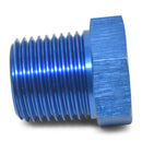 Russell Performance 3/8in Male to 1/4in Female Pipe Bushing Reducer (Blue)-1