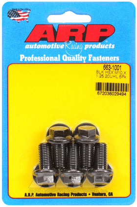 ARP M10 x 1.25 x 20 Hex Black Oxide Bolts (5/pkg)