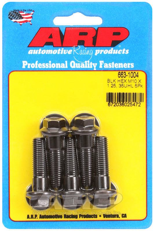 ARP M10  x 1.25 x 35 Hex Black Oxide Bolts (5/pkg)