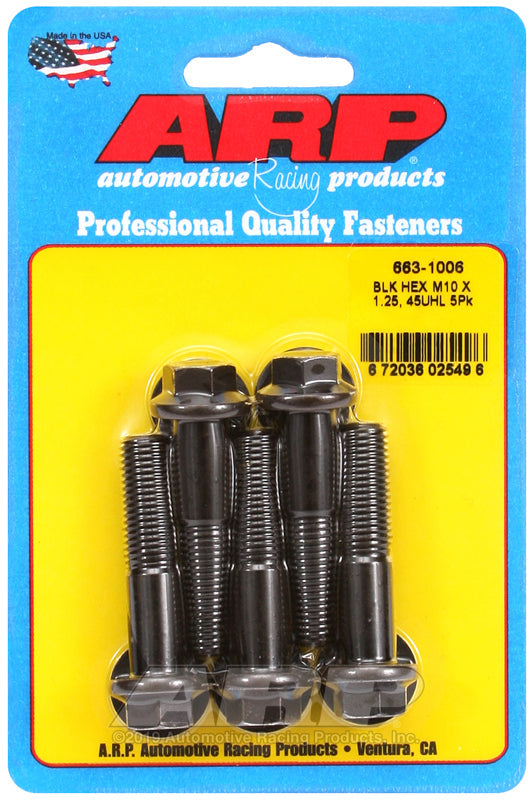 ARP M10  x 1.25 x 45 Hex Black Oxide Bolts (5/pkg)