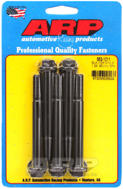 ARP M10 x 1.25 x 90 Hex Black Oxide Bolts (5/pkg)
