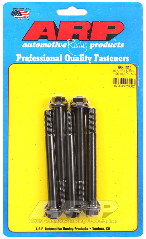ARP M10 x 1.25 x 100 Hex Black Oxide Bolts (5/pkg)