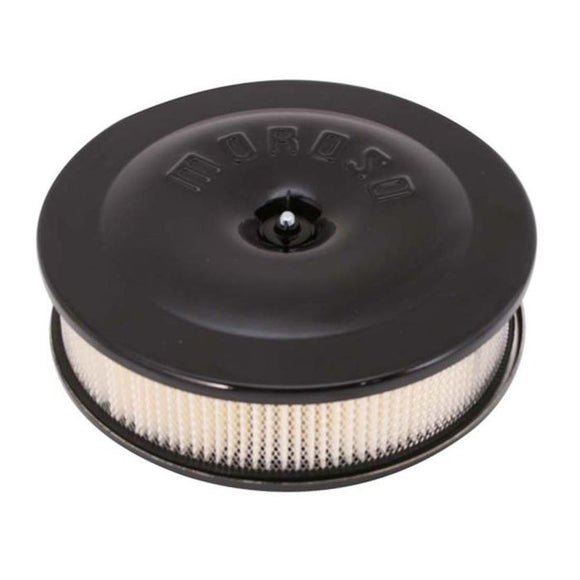 Moroso Race/Street Air Cleaner - 8-1/2in x 2-3/8in Filter - Aluminum - Black Powder Coat