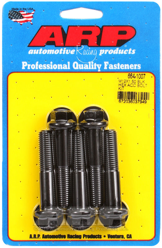 ARP M12 x 1.50 x 60 Hex Black Oxide Bolts (5/pkg)