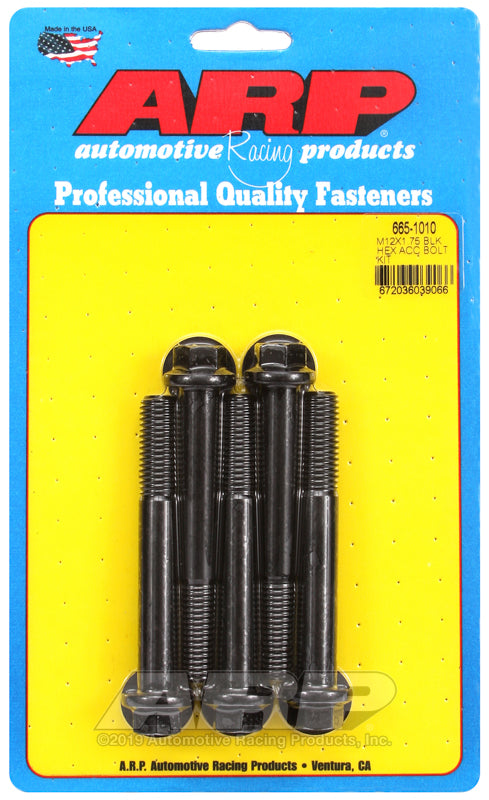ARP M12 x 1.75 x 90 Hex Black Oxide Bolts (5/pkg)
