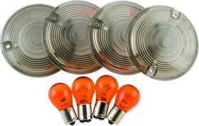 Bikers Choice 86-10 FLT FLHR Smoked Turn Signal Lens & Amber Bulb Kit Replaces H-D 69308-02