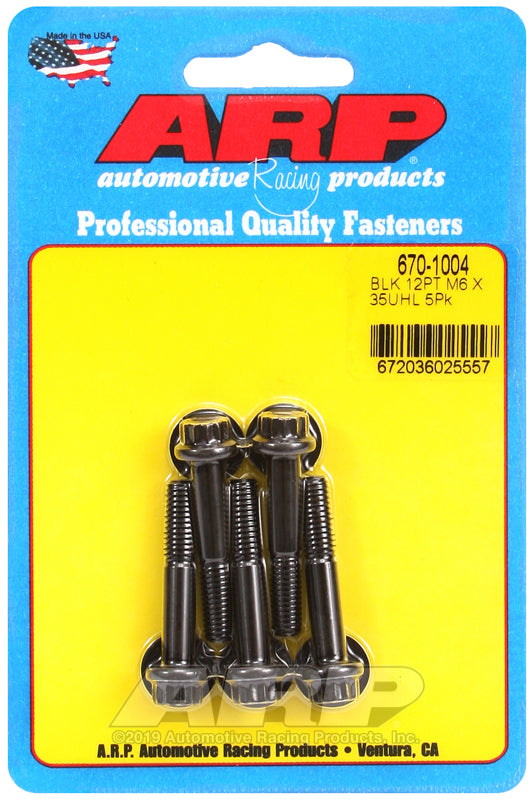 ARP M6 x 1.00 x 35 Black Oxide 12pt Bolts (5/pkg)