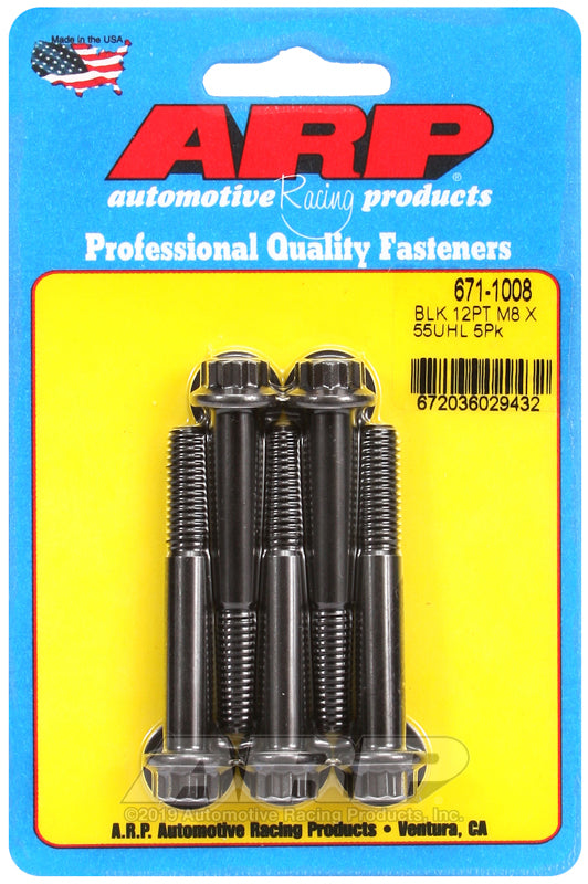 M8 X 1.25 X 55 BLK 12PT 5PK