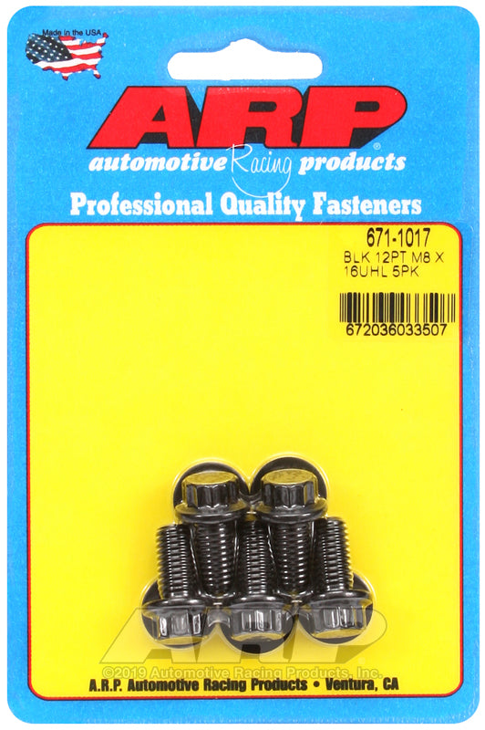 ARP M8 x 1.25 x 16mm 12pt Black Oxide Bolts (Set of 5)