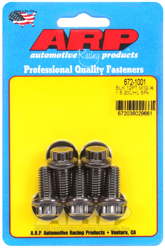 ARP M10 x 1.50 x 20 12pt Black Oxide Bolts (5/pkg)