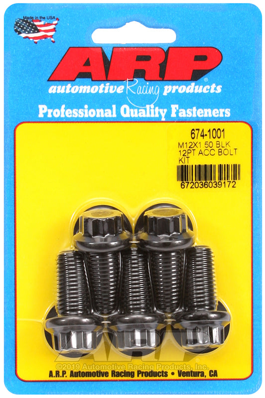 ARP M12 x 1.50 x 25 12pt Black Oxide Bolts (5/pkg)