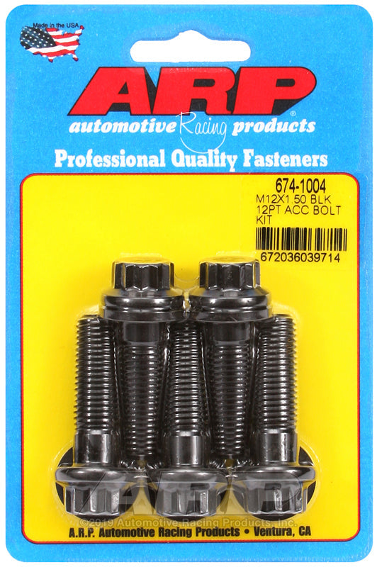 M12 X 1.50 X 40 BLK 12PT 5PK