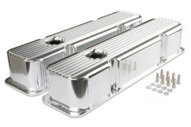 Mr. Gasket Finned Fabricated Aluminum Valve Covers - Polished 1960-1986 Chevrolet 262-400 Gen I Small Block