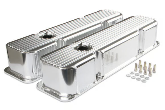 Mr. Gasket Finned Fabricated Aluminum Valve Covers - Polished 1960-1986 Chevrolet 262-400 Gen I Small Block