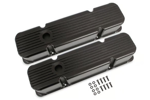 Mr. Gasket Finned Fabricated Aluminum Valve Covers - Black 1960-1986 Chevrolet 262-400 Gen I Small Block