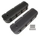 Mr. Gasket Finned Fabricated Aluminum Valve Covers - Black 1965-2000 Chevrolet 396-454 Big Block-1