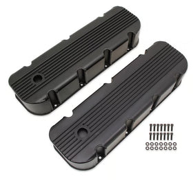Mr. Gasket Finned Fabricated Aluminum Valve Covers - Black 1965-2000 Chevrolet 396-454 Big Block