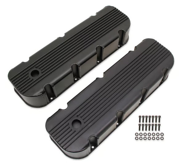 Mr. Gasket Finned Fabricated Aluminum Valve Covers - Black 1965-2000 Chevrolet 396-454 Big Block