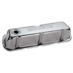 Moroso Ford 302/351W Valve Cover - w/Baffles - Stamped Steel Chrome Plated - Pair