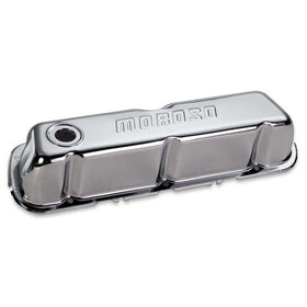 Moroso Ford 302/351W Valve Cover - w/o Baffles - Stamped Steel Chrome Plated - Pair
