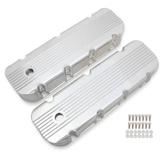 Mr. Gasket Finned Fabricated Aluminum Valve Covers - Polished 1965-2000 Chevrolet 396-454 Big Block