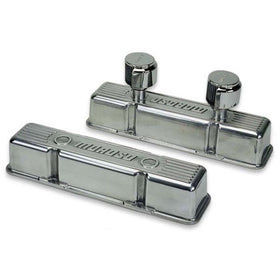 Moroso Chevrolet Small Block Valve Cover - 1 Cover w/2 Breathers - Polished Aluminum - Pair