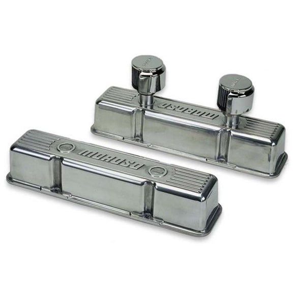 Moroso Chevrolet Small Block Valve Cover - 1 Cover w/2 Breathers - Polished Aluminum - Pair
