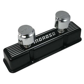 Moroso Chevrolet Small Block Valve Cover - 1 Cover w/2 Breathers - Black Finished Aluminum - Pair