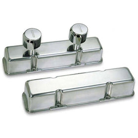 Moroso Chevrolet Small Block Valve Cover - 1 Cover w/2 Breathers - No Logo - Polished Alum - Pair