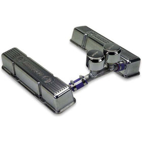 Moroso Chevrolet Small Block (Sprint Car) Valve Cover - Crossover Breather - Polished Alum - Pair