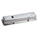 Moroso Chevrolet Small Block Valve Cover - w/Baffle - Stock Height - Stamped Steel Chrome Plated-1