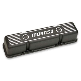 Moroso Chevrolet Small Block Valve Cover - 3.5in - Black Finished Aluminum - Pair