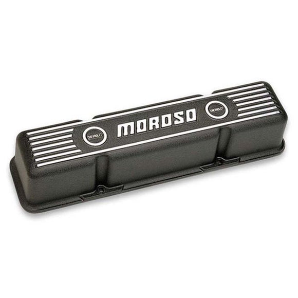 Moroso Chevrolet Small Block Valve Cover - 3.5in - Black Finished Aluminum - Pair
