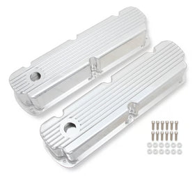 Mr. Gasket Finned Fabricated Aluminum Valve Covers - Polished 1962-1985 Ford 221-351W Small Block