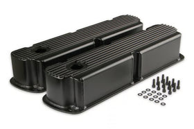 Mr. Gasket Finned Fabricated Aluminum Valve Covers - Black 1962-1985 Ford 221-351W Small Block