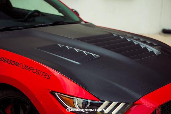 Anderson Composites 15-19 Ford Mustang Shelby GT350 Type-CR Double Sided Carbon Fiber Hood